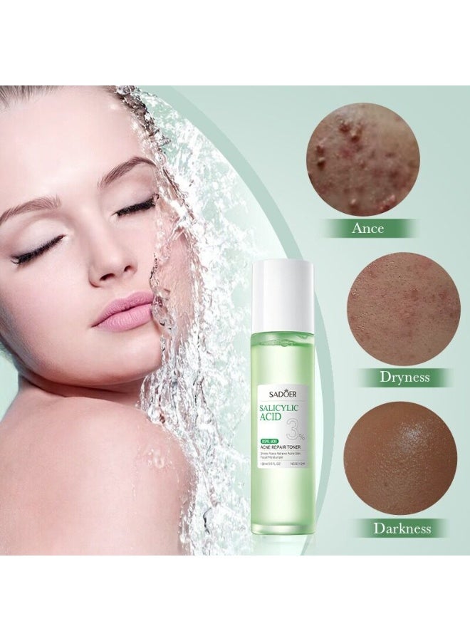 SADOER 100ml Salicylic Acid Acne Repair Toner Acne Removal Lighten Acne Scars Acne Remover Drying Essence Firming Skin Moisturizer Anti Acne Face Toner Niacinamide Oil Control Acne Toner - Image 5