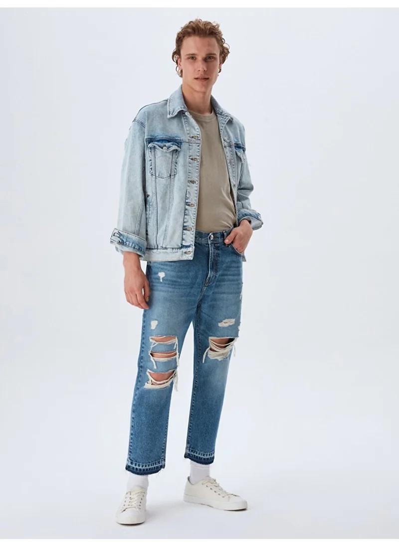 ال تي بي Men's Maurizio Low Waist Ripped Slim Cropped Jeans
