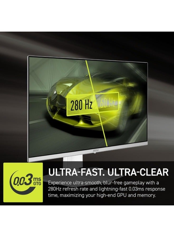 MSI MAG 272QPW QD-OLED X28 27-inch 2560 x 1440 (QHD) Gaming Monitor, 280Hz, Adaptive-Synch, HDR Ready, HDMI, VGA Port,VESA Mountable, Tilt, 4-Side Slim Bezel, 0.03ms, White - Image 5