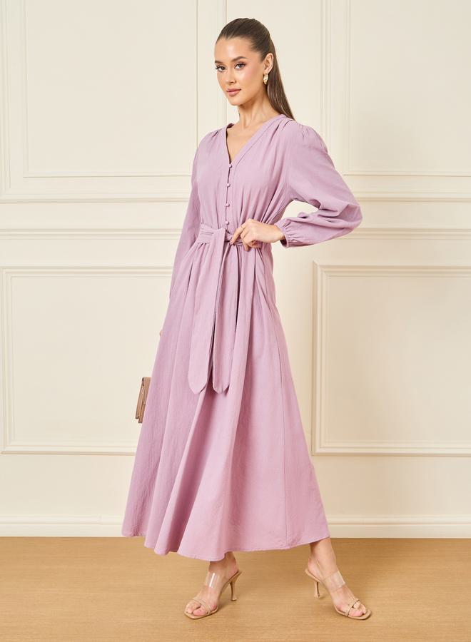 Styli Belted Poplin Midi Dress - Image 1
