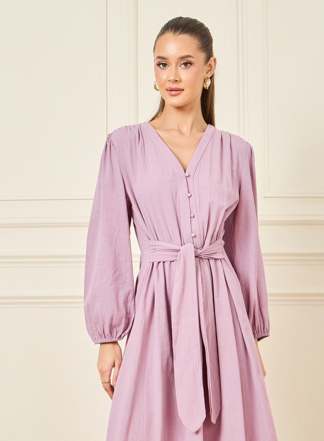 Styli Belted Poplin Midi Dress - Image 2