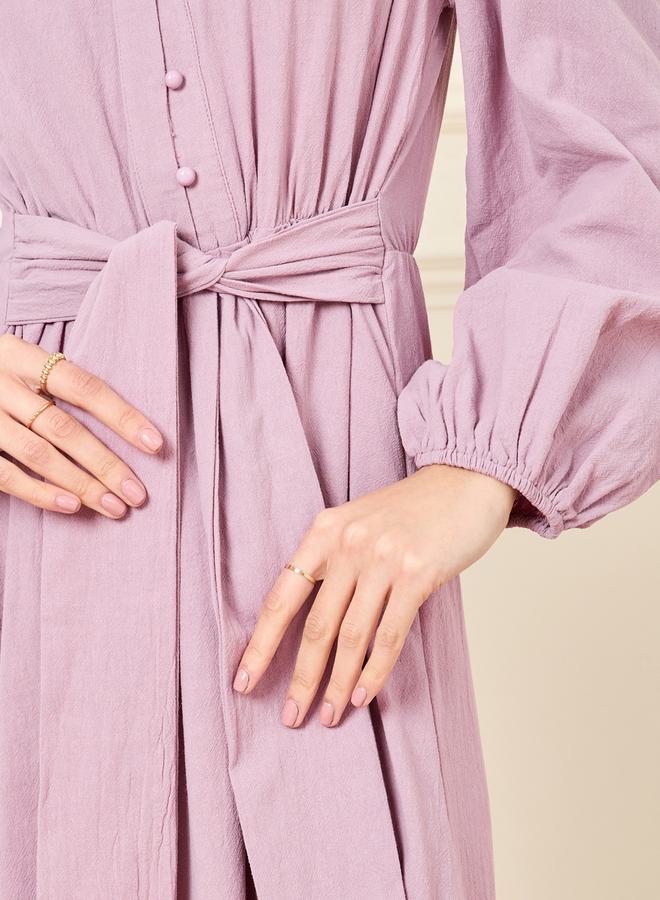 Styli Belted Poplin Midi Dress - Image 3