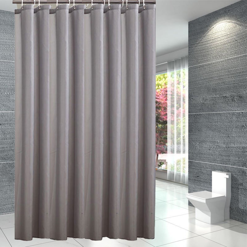 general Gray Polyester Shower Curtain Waterproof Thickened Bathroom Fabric with Hooks - Image 1