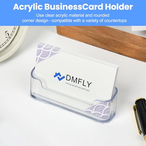 DMFLY 2 Pack Clear Business Card Holder for Desk, Plastic Business Card Display Desktop Acrylic Business Card Stand for Office, Exhibition Booth - Image 2