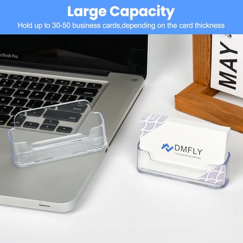DMFLY 2 Pack Clear Business Card Holder for Desk, Plastic Business Card Display Desktop Acrylic Business Card Stand for Office, Exhibition Booth - Image 3