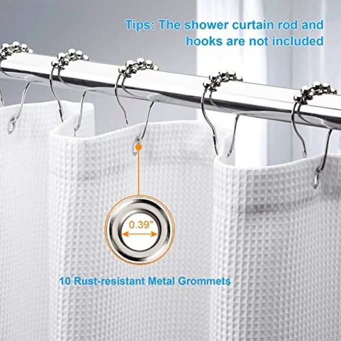 AmazerBath Waffle Shower Curtain White, Stall Shower Curtain, Heavy Duty Fabric Shower Curtains, Hotel Quality Bathroom Shower Curtains, 60 X 72 Inches - Image 3
