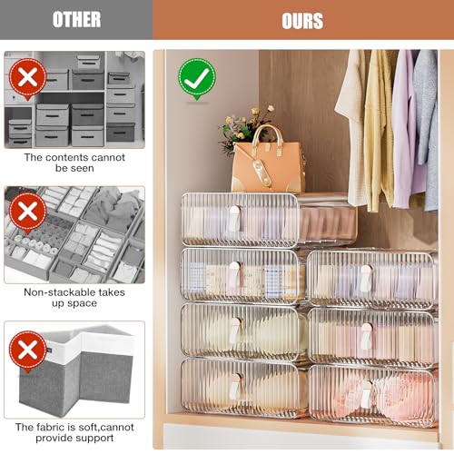 Neprock Underwear Drawer Organizer - Stackable Bra Organizer for Closet, 1 Cell Clear Acrylic Bra Storage Box, Closet Organizers and Storage for Lingerie, Undergarment, Baby Clothes, Scarf - Image 4