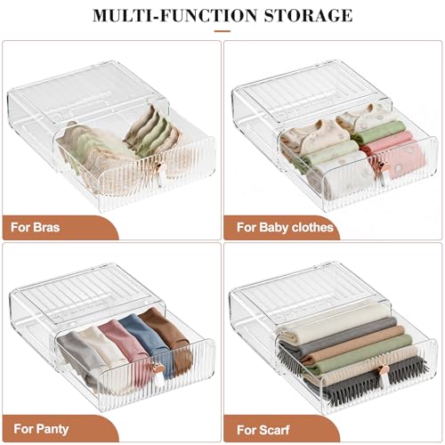 Neprock Underwear Drawer Organizer - Stackable Bra Organizer for Closet, 1 Cell Clear Acrylic Bra Storage Box, Closet Organizers and Storage for Lingerie, Undergarment, Baby Clothes, Scarf - Image 5