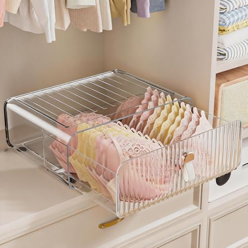 Neprock Underwear Drawer Organizer - Stackable Bra Organizer for Closet, 1 Cell Clear Acrylic Bra Storage Box, Closet Organizers and Storage for Lingerie, Undergarment, Baby Clothes, Scarf - Image 1