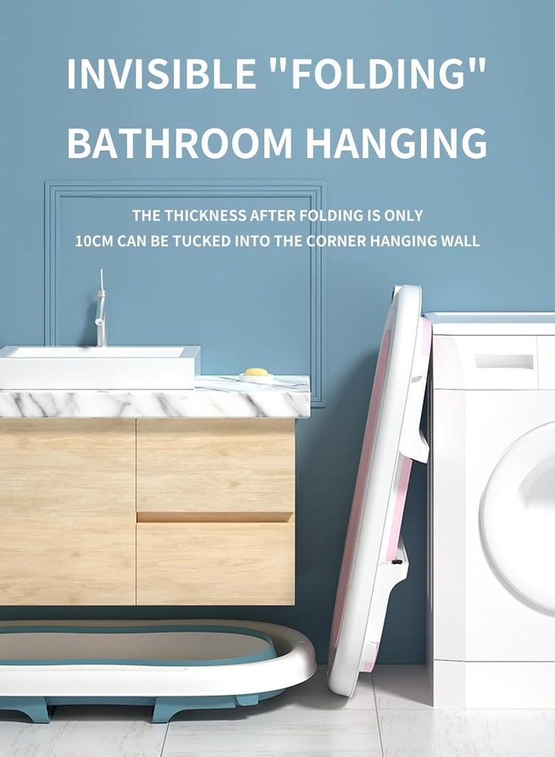 حوض استحمام قابل للطي للأطفال مع وسادة ومستشعر درجة الحرارة وحوض استحمام محمول للأطفال من سن 0 إلى 2 سنة (أزرق) - Image 5