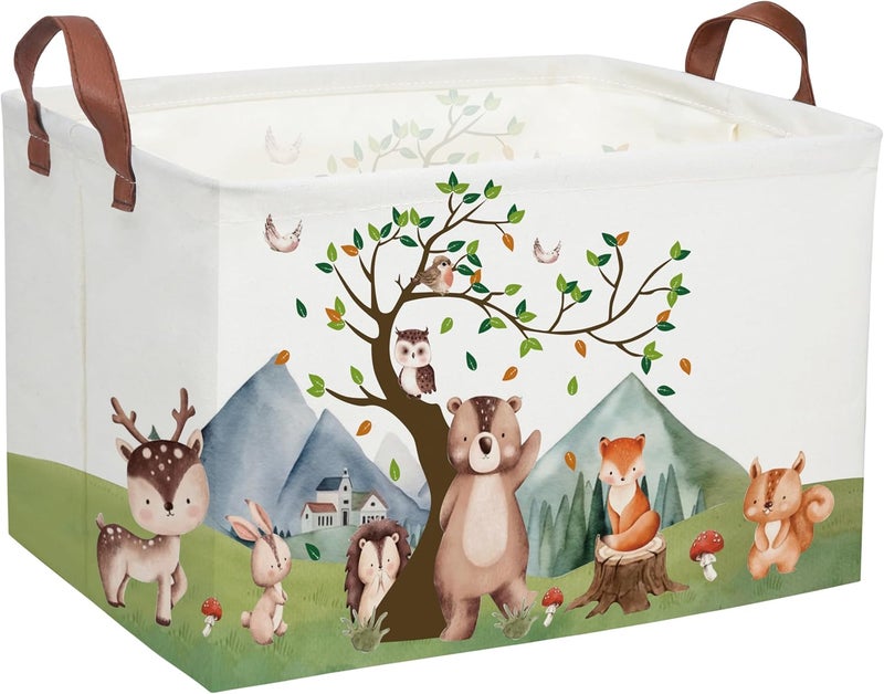 DDBASKET Kids Basket Animal Baskets Cute Storage Bins Rectangular Toy Storage Bin Organizer Book Box ,Animals Room Decor(Mountain animal) - Image 1
