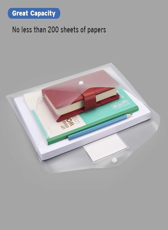 VAVIA A4 Document File Bag | Transparent Envelope Holder Storage Case with Snap Button | Clear Plastic Organizer for Papers, Stationery (Pack of 12) - Image 2