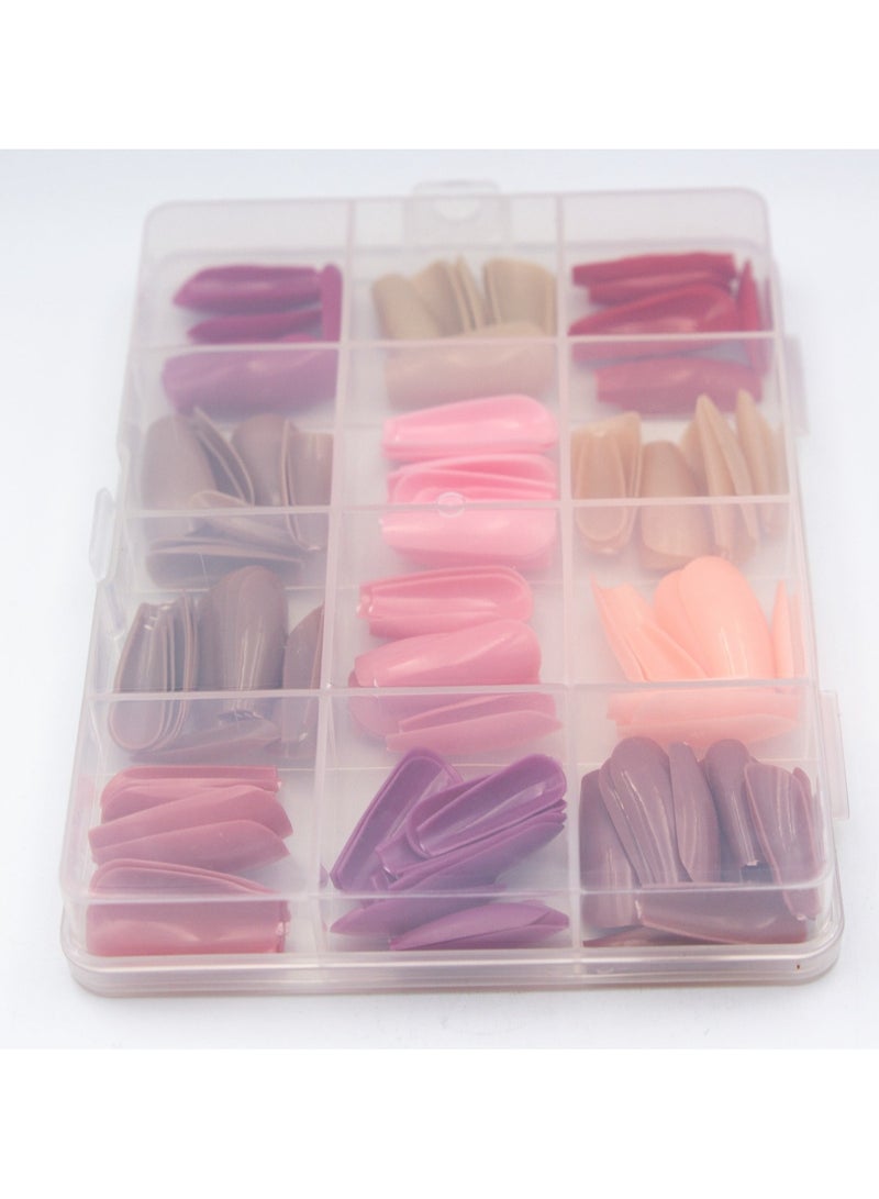 144-Piece Short Square Artificial Nail Set – 12 Multi-Color Grids for Full-Coverage Acrylic Stick-On Nails - Image 2