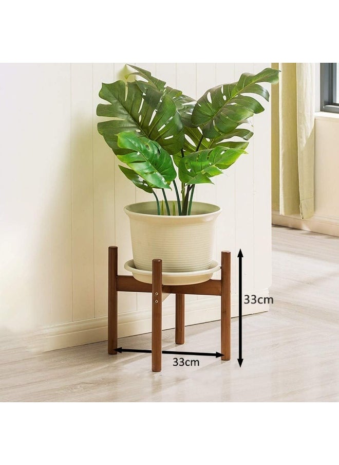 Rubik 2 Pack Plant Stand Tall, Bamboo Wooden Empty Bottom Elevated Flower Pot Holder Rack for Home Office Décor (Brown)  - Image 3