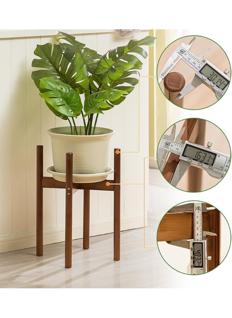 Rubik 2 Pack Plant Stand Tall, Bamboo Wooden Empty Bottom Elevated Flower Pot Holder Rack for Home Office Décor (Brown)  - Image 4