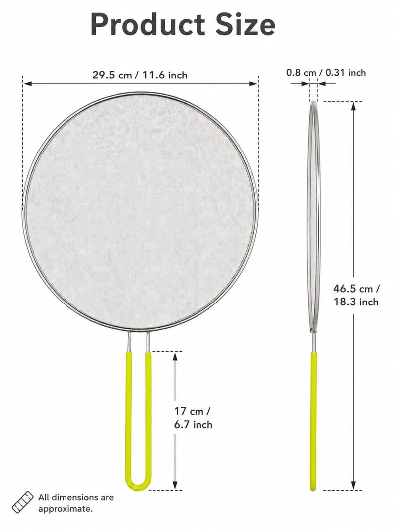 generic, Stainless Steel Splatter Screen, 29.5 cm, with Silicone Handle - Image 2