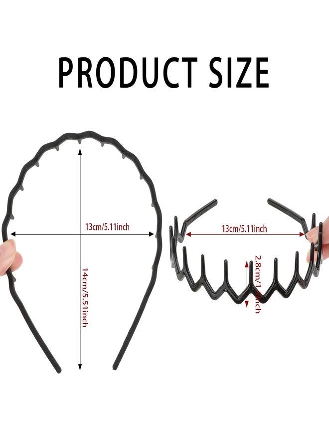 AMCAMI 3PCS Zig Zag Headbands Shark Tooth Zigzag Headband Plastic Wavy Headband with Teeth - Image 2