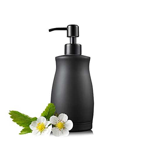 ZEBEYIMA 304 Stainless Steel Countertop Black Soap Dispenser Rust Resistant Leak-Proof Liquid Hand Sanitizer Pump with Hopper，for Kitchen Sink, Countertop, Bathroom (13.5oz/400ml) - Image 1