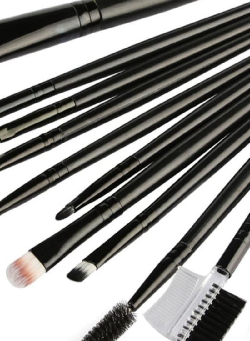 NIBEMINENT 10-Piece Makeup Brush Set Black/White/Beige - Image 2