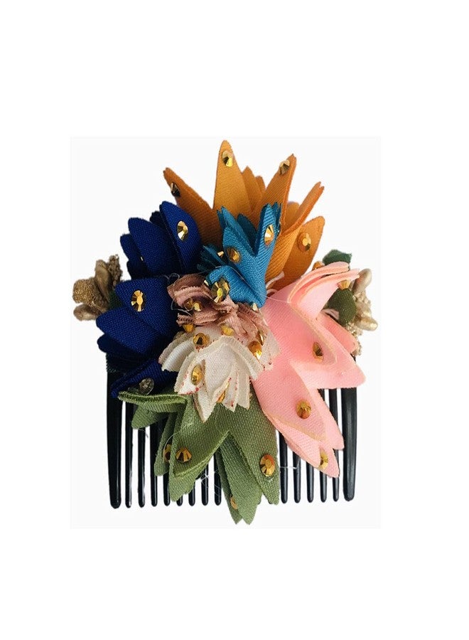 Arooman™ Artificial Flower Comb, Juda/Bun Comb, Side Comb, Floral Hair Comb (Color-Multi, Pack-01) M12190949 - Image 1