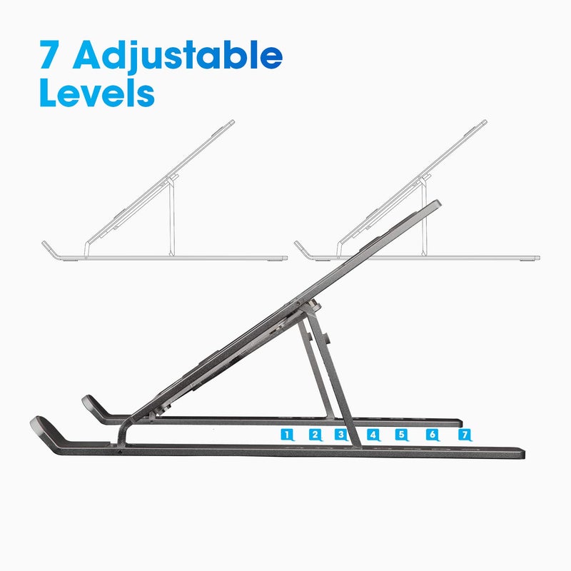 ZEBRONICS ZEBRONICS Aluminium Alloy Laptop Stand Compatible with 9156 inch Laptops 7 Angles Adjustable Anti Slip Silicon Rubber Pads Foldable Velvet Pouch Inside ZebNS2000 Dark Grey  - Image 3