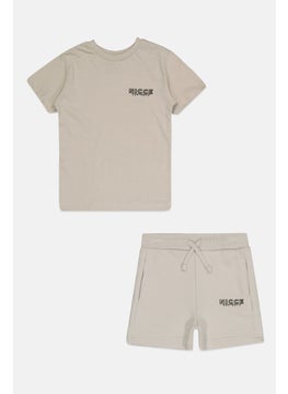 Nicce Toddlers Boy 2 Pieces Brand Logo T-Shirt And Short Set, Light Grey  - Image 1