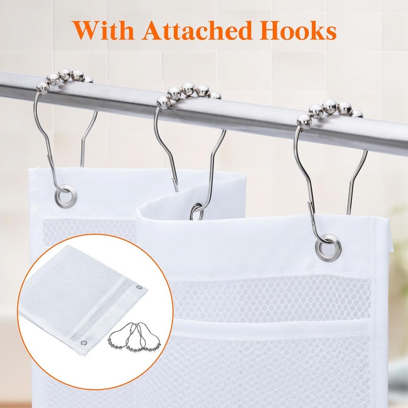 Lifewit Mesh Shower Caddy, 7 Pockets Hanging Shower Organizer with Quick Drying Mesh, Portable Space Saving Bathroom Organizer to Hold Soap, Shampoo and Cruise Ship Essentials, White, 2 Pack - Image 4