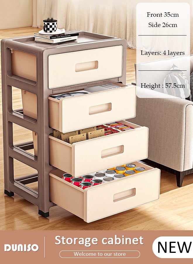 DUNISO Multipurpose Plastic 4 Layers Drawer Storage Cabinet Multifunctional Drawer Storage Organizer Waterproof Plastic Containers Box with Drawers for Kitchen,Bathroom,Bedroom,Living Room  - Image 1