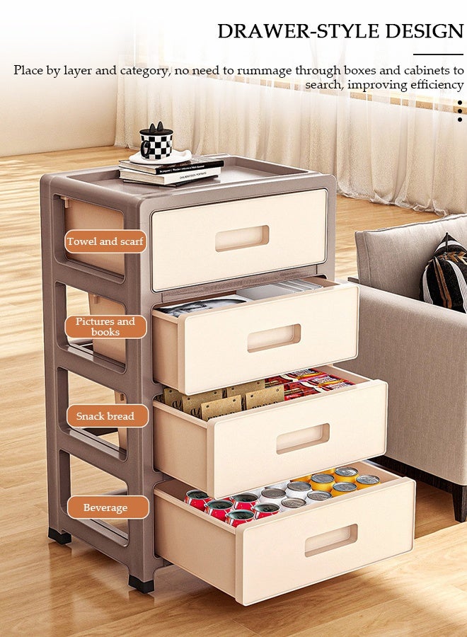 دونيسو خزانة تخزين بلاستيكية متعددة الأغراض مكونة من 4 طبقات ومنظم تخزين أدراج متعدد الوظائف وصندوق حاويات بلاستيكية مقاوم للماء مع أدراج للمطبخ والحمام وغرفة النوم وغرفة المعيشة - Image 5