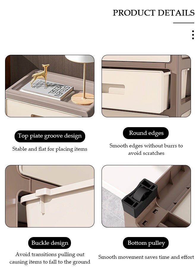 دونيسو خزانة تخزين بلاستيكية متعددة الأغراض مكونة من 4 طبقات ومنظم تخزين أدراج متعدد الوظائف وصندوق حاويات بلاستيكية مقاوم للماء مع أدراج للمطبخ والحمام وغرفة النوم وغرفة المعيشة - Image 3