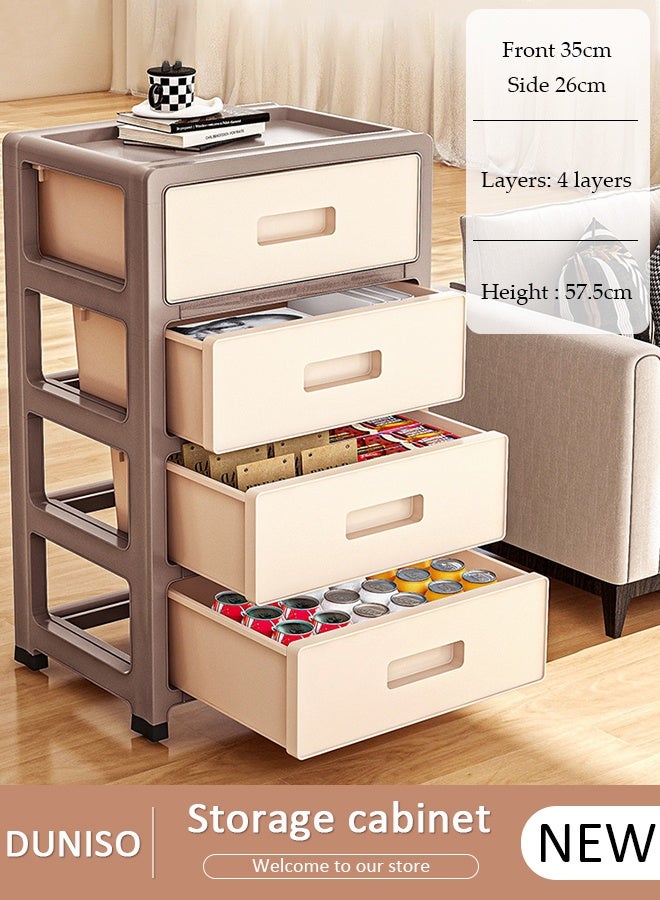 دونيسو خزانة تخزين بلاستيكية متعددة الأغراض مكونة من 4 طبقات ومنظم تخزين أدراج متعدد الوظائف وصندوق حاويات بلاستيكية مقاوم للماء مع أدراج للمطبخ والحمام وغرفة النوم وغرفة المعيشة - Image 1