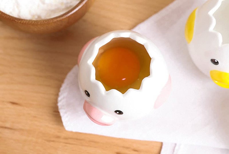 AMZWISH LuoCoCo Cute Egg Separator, Ceramics Vomiting Chicken Egg Yolk White Separator, Practical Household Small Egg Filter Splitter, Kitchen Gadget Baking Assistant Tool, Dishwasher Safe (Yellow) - Image 3