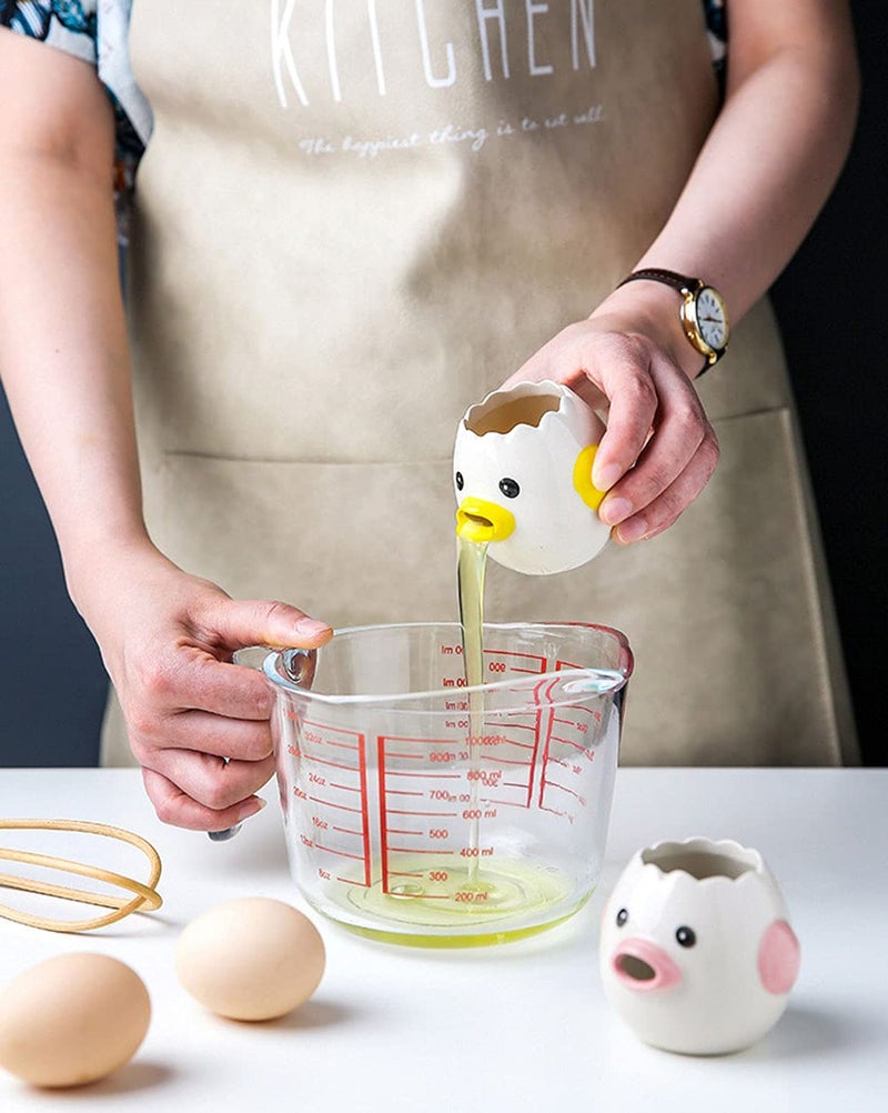 AMZWISH LuoCoCo Cute Egg Separator, Ceramics Vomiting Chicken Egg Yolk White Separator, Practical Household Small Egg Filter Splitter, Kitchen Gadget Baking Assistant Tool, Dishwasher Safe (Yellow) - Image 5