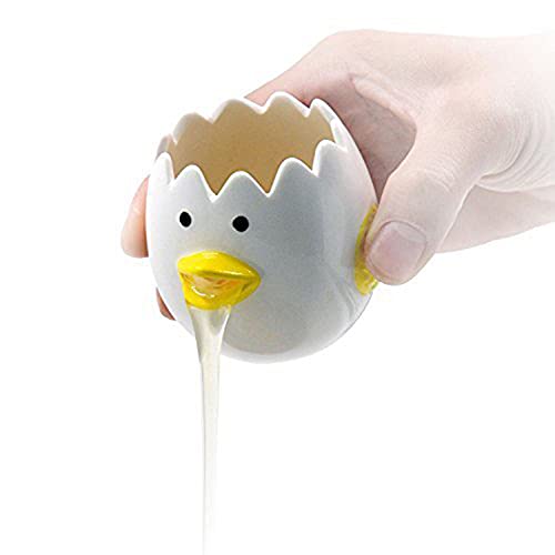 AMZWISH LuoCoCo Cute Egg Separator, Ceramics Vomiting Chicken Egg Yolk White Separator, Practical Household Small Egg Filter Splitter, Kitchen Gadget Baking Assistant Tool, Dishwasher Safe (Yellow) - Image 1