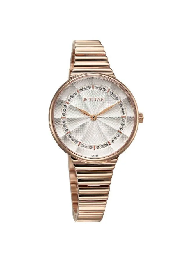 تيتان Women Analog Display Watch With Rose Gold Stainless Steel Strap - 95245WM02