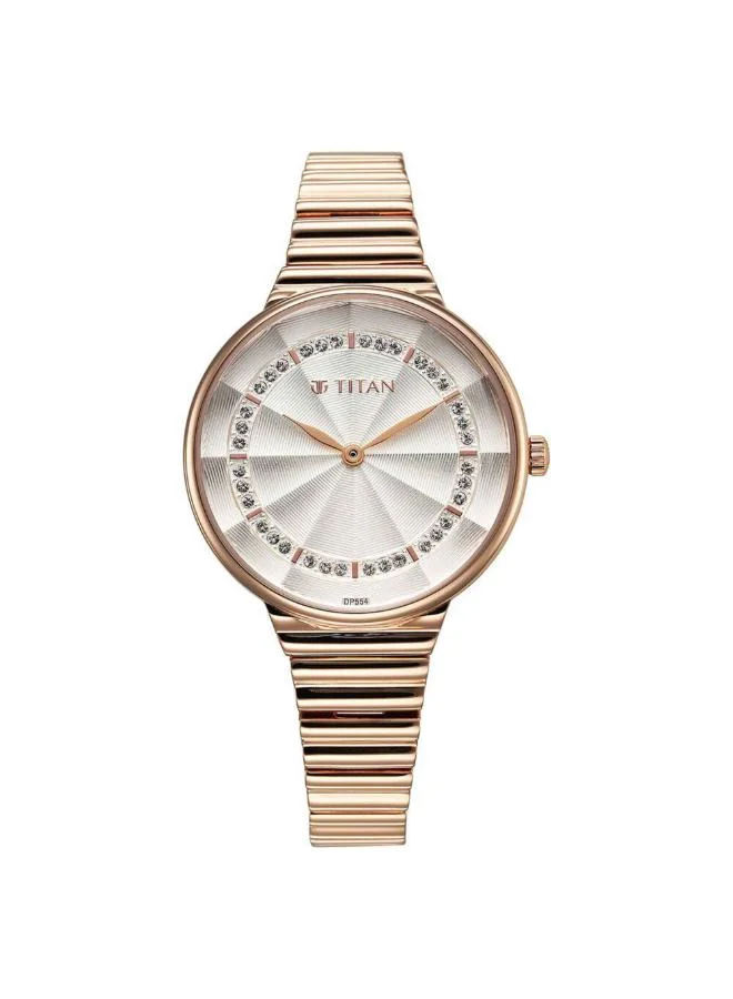 تيتان Women Analog Display Watch With Rose Gold Stainless Steel Strap - 95245WM02