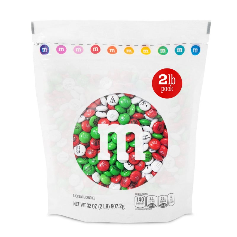 M&M’S WORLD Christmas Milk Chocolate Candy - 2 Pounds of Holiday Color Chocolate Bulk For Christmas Candy Bags, Decorations, and More - Image 1