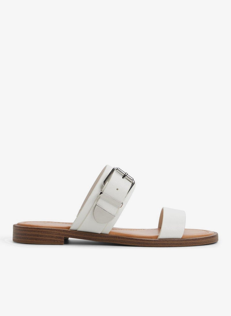 CALL IT SPRING MORGANAH Textured White Flat Sandals - Image 1