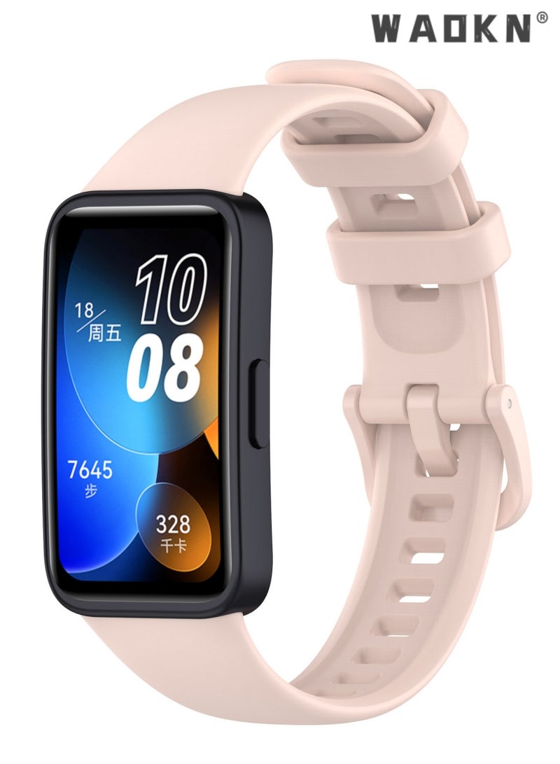 TPU Sport Watch Strap/Watchband,Soft Silicone Strap Compatible With Huawei Band 8，Huawei Band 9,Waterproof Breathable Adjustable Replacement Sport Bands for HUAWEI Band 8 & Band 9 (Pink) - view 3