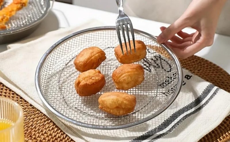 Gyanadh Oil Leakage Net in Stainless Steel Deep Fryer Oil Strainer Mesh Drain Plate Multipurpose Food Fryer Filter Basket Frying Sieve for Potato Chips Snacks Basket 24x225x4 CM - Image 5