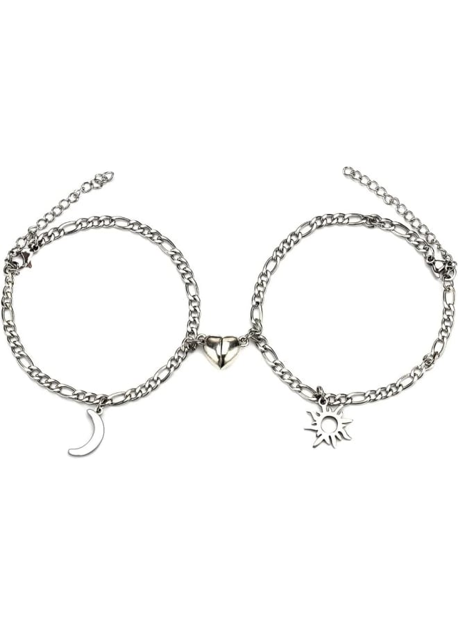 LINGSAI Stainless Steel Magnetic Matching Couple Bracelets - Image 1