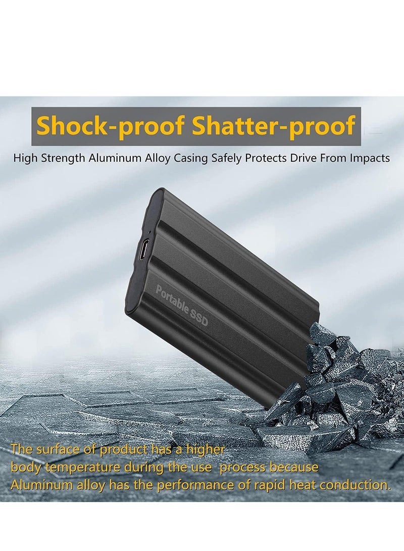 External Hard Drive, External Portable SSD, Computer Hard Drives, Ultra Slim USB 3.1 Type-C with USB-A, Easy to Carry Black - Image 2