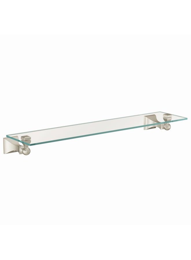 MOEN DN8390BN Retreat 22-Inch Wide x 5-Inch Deep Decorative Glass Bathroom Vanity Shelf, Brushed Nickel - Image 1