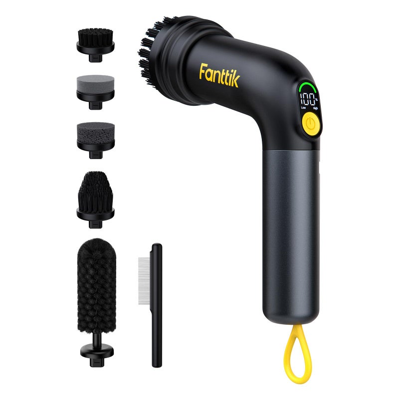 Fanttik G9 Handy Cordless Electric Spin Scrubber, MagnaStorm Motor, Dual-Speed, 5 Brush Heads, LED Display, IPX7 Waterproof, 2500mAh with Type-C Charging, for Kitchen, Sink, Tile, Stove - Image 1
