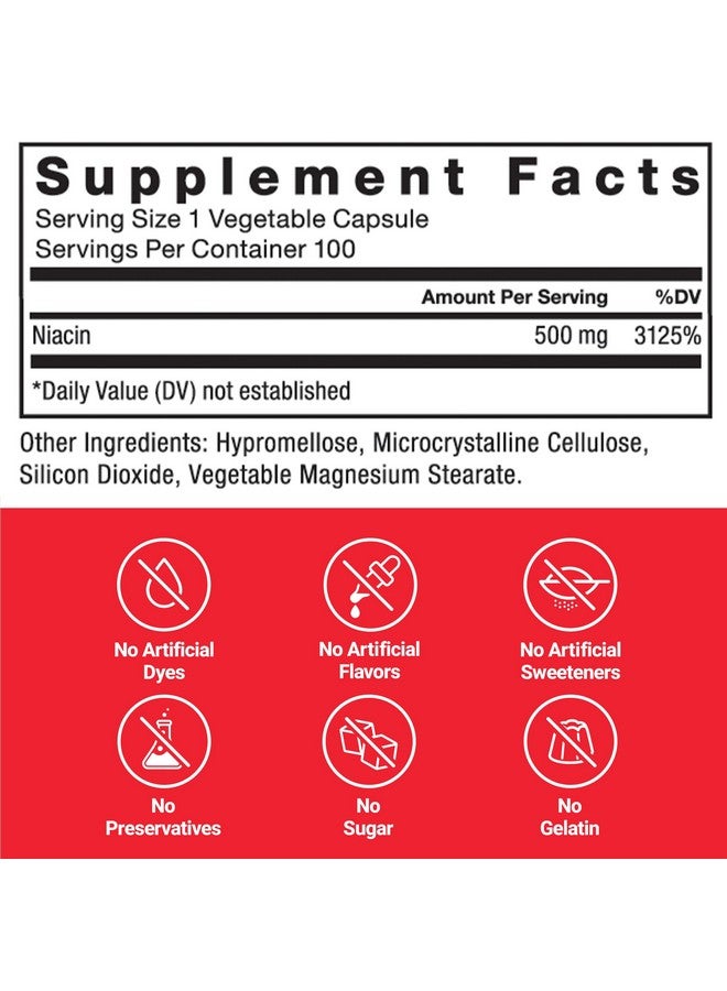 FORCE FACTOR Niacin Vitamin B3 to Support Cellular Energy and Cardiovascular Health, Niacin 500mg Heart-Health Supplement, Vegan, No Gelatin, Non-GMO, 100 Vegetable Capsules - Image 2