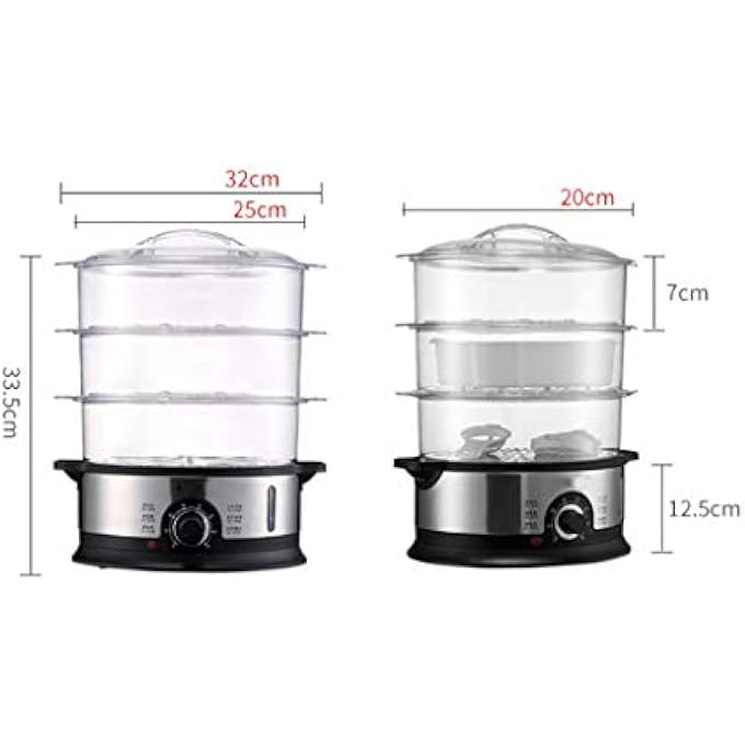 جهاز بخار كهربائي متعدد الوظائف منزلي، جهاز بخاري ذاتي الإيقاف، 3 طبقات، سعة كبيرة، جهاز بخاري للمأكولات البحرية - Image 5
