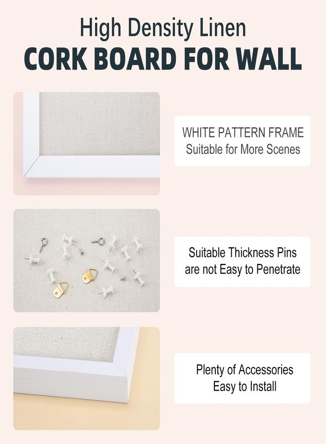 OWLKELA Linen Cork Board 13.3"x17.7" inch, Small Framed Corkboard with Linen for Wall, Hanging Linen Cork Board, Wall Decor with 20 Pushpins for School, Home & Office - Image 4