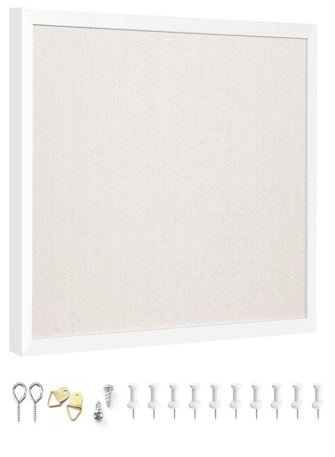 OWLKELA Linen Cork Board 13.3"x17.7" inch, Small Framed Corkboard with Linen for Wall, Hanging Linen Cork Board, Wall Decor with 20 Pushpins for School, Home & Office - Image 1