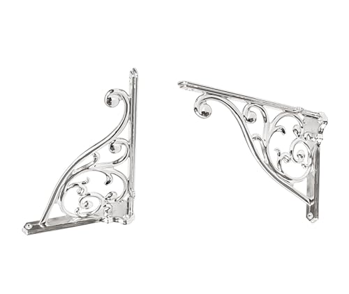 ZAUYX Heavy Duty Solid Stand5 Inch 4 Pack Polished NickelRight Angle Wall Panel Support BracketDecorative Shelf BracketHeavy Duty VintageWall Mount Support DIY Shelf Hardware Included - Image 1