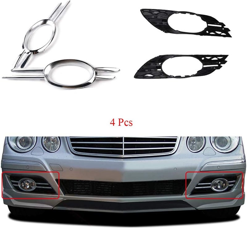 CNUPSM Fog Light Chrome Grille Trim Cover for Mercedes-Benz W211 E-Class 2007-2009 - 4Pcs - Image 3